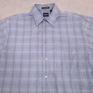 Arrow‎ Wrinkle Free Button Up Shirt Men's Medium Blue Plaid Short Sleeve